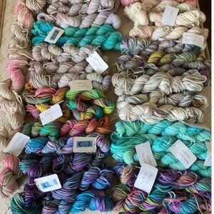 39 Hand dyed mini skeins from Ruffles on Etsy